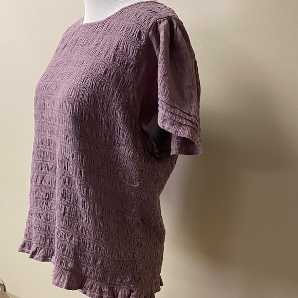 Madewell Short Sleeve Textured Stretch Top Mauve Size XL - Picture 2 of 4